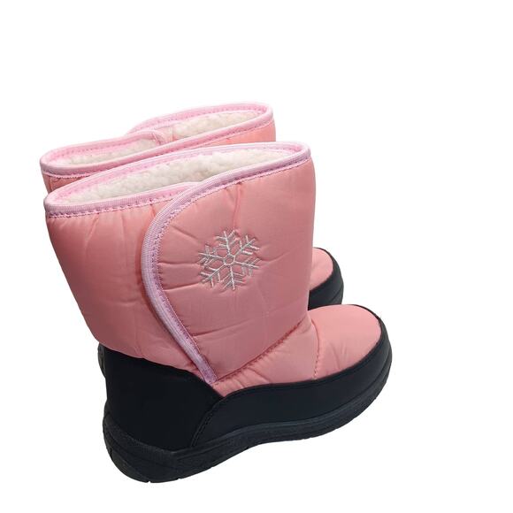 Pink and Black Snow Boots Size 1 Girls Plush Lining Side Closure Used Once - Picture 4 of 7
